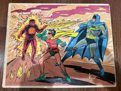RARE VINTAGE 1966 BATMAN & ROBIN  INLAY FRAMED PUZZLE WATKINS STRATHMORE CO. USA