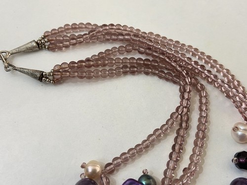 Very Beautiful Purple Statement Necklace W Freshwater Pearls Abalone Amethyst - Picture 6 of 11