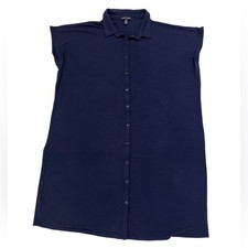 Eileen Fisher Collared Sleeveless Button Down Comfy Soft Dress Size M Casual