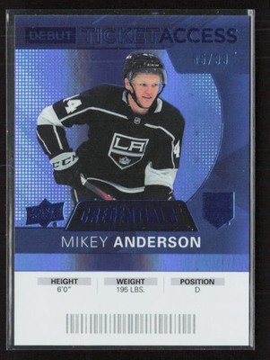 2021 Upper Deck Credentials #91 Mikey Anderson Debut Ticket Access Blue /99 (HK)