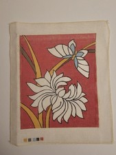 Vintage Hand Painted Needlework Canvas With F...