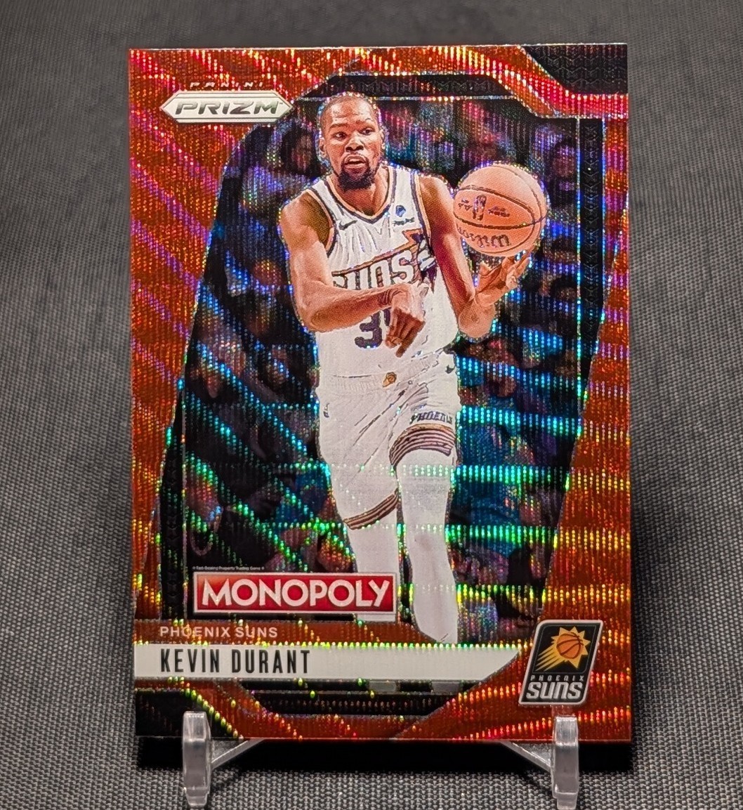Kevin Durant Red Wave Holo 2024-25 Panini Prizm Monopoly Card #76