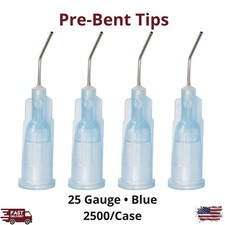 2500case Blue 25 Gauge Pre-bent Flow Applicator Tips Easy Dispensing Precision