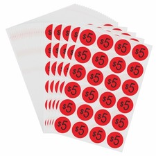 Hybsk 600 Count Garage Sale Price Stickers Yard Rummage 0.75 inch, 5 Dollar