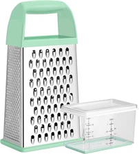 Cheese Grater with Container, Professional Cheese Grater with Handle, Stainless