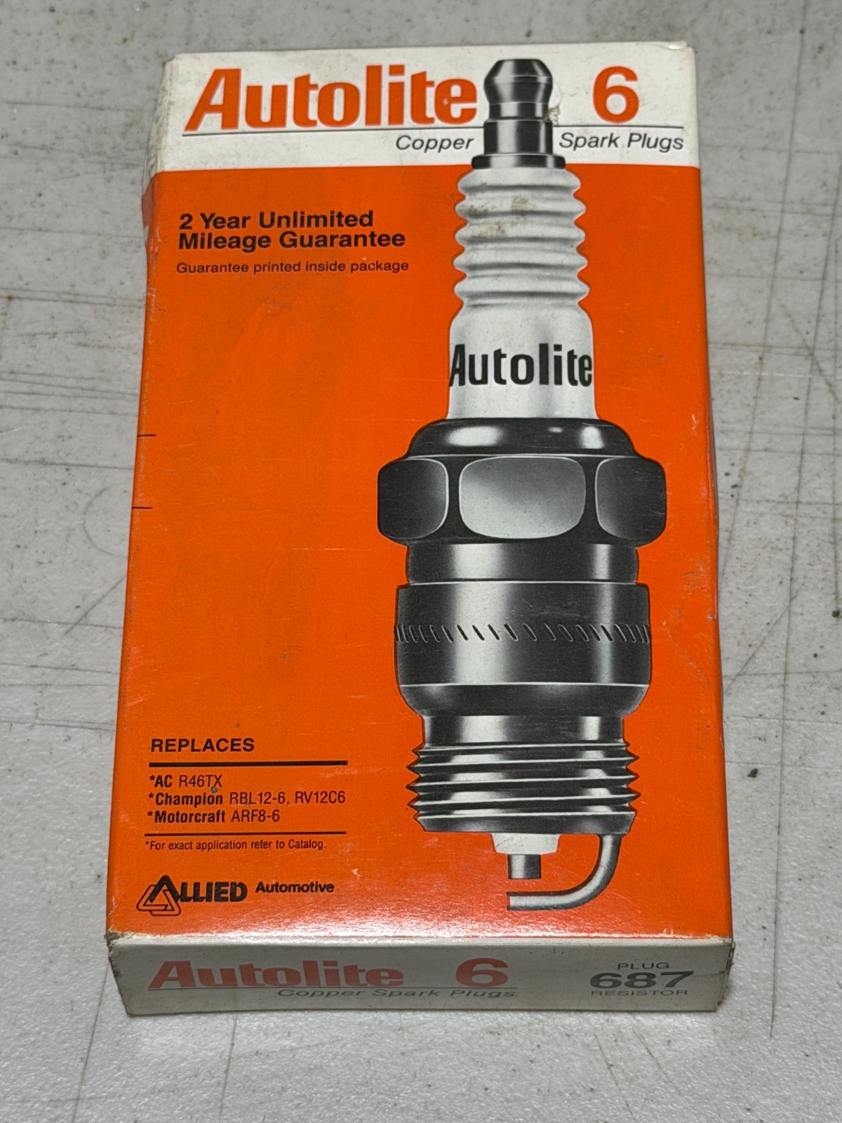 NOS Autolite 687 Spark Plugs Box of 6 New old Stock Made in USA Factory Sealed