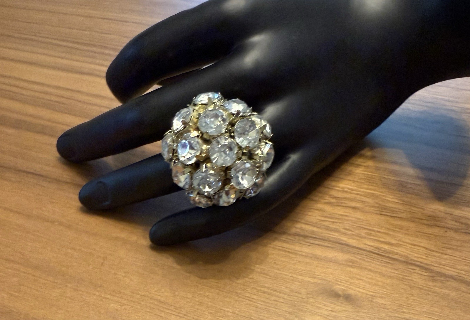 Vintage Rhinestone Cluster Ring Statement Cocktai… - image 1