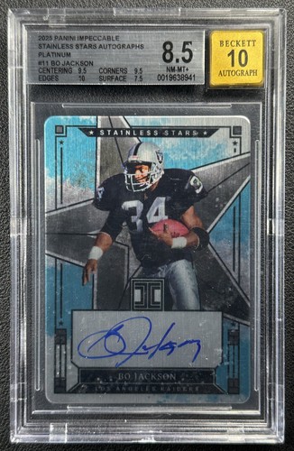 1/1 BO JACKSON BGS 8.5 2025 PANINI IMPECCABLE STAINLESS STARS AUTO PLATINUM 1/1