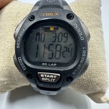 Timex Ironman Triathlon Digital Watch Black Grey Mens 33MM New Battery