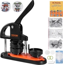 VEVOR Button Maker Machine, 2.25 2.25'' + 100 pcs, Black+Orange 