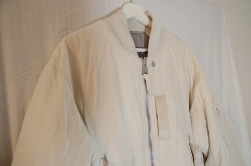 Nike Jordan Cream Padded MA-1 Bomber Jacket Quilted Lining Jumpman Sleeve image 4