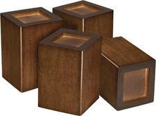 Wood Bed Risers Set of 4, Square Furniture Risers, 4 inch Couch Risers Heavy