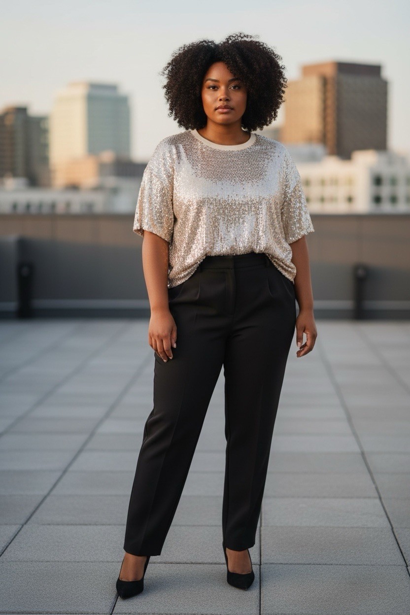 Alter State Sequin Crew Neck Top - image 1