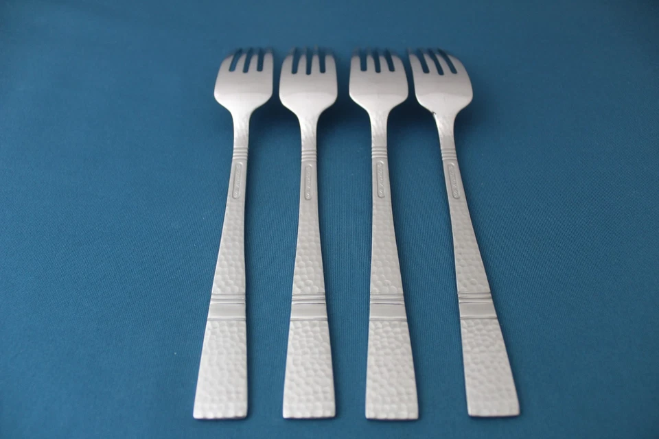 4 horquillas de cena Gorham BALUSTER II martilladas 18/10 acero inoxidable Vietnam 8 1/8" Foto 4 de 4