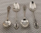 Four Wallace Sterling Silver Rose Point Teaspoons  102.5 Grams