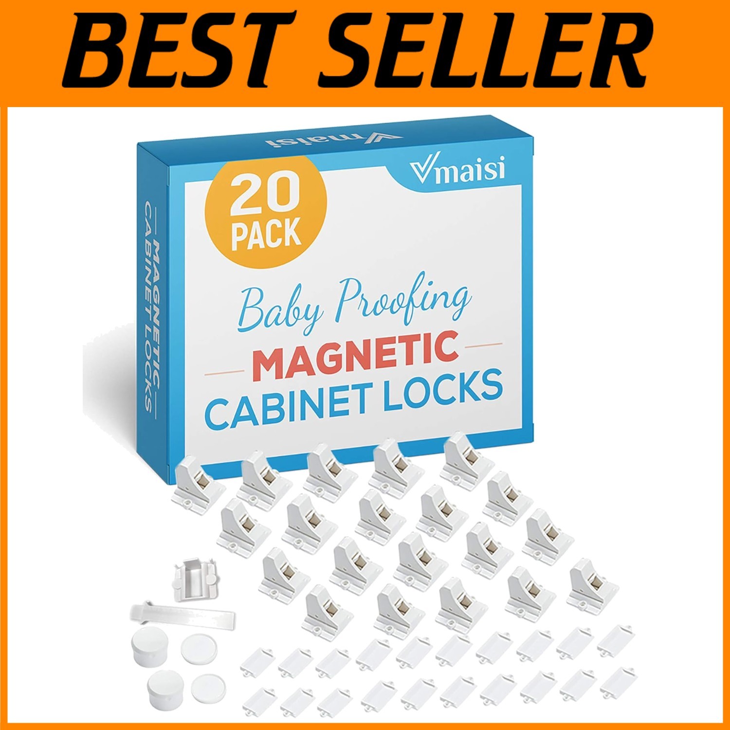 20 Pack Magnetic Cabinet Locks - Easy Install