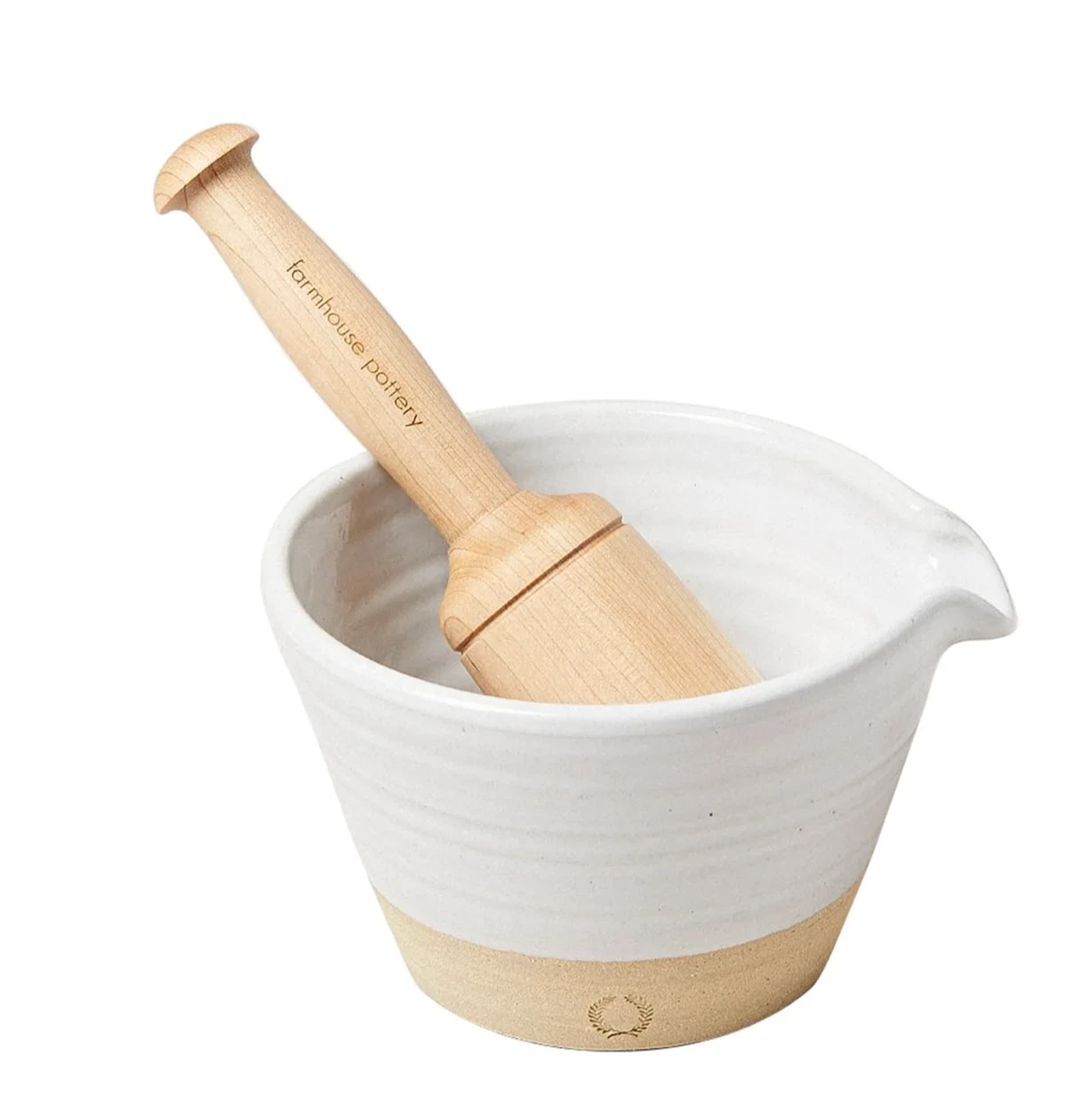FARMHOUSE POTTERY MAPPLE WOOD RUSTIC KITCHEN SILO MIX PESTLE MORTAR SET OF 2 NEW