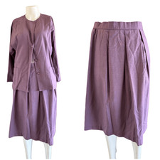 womens M vintage 70  s custom tailor made 2 pc set high waisted skirt coat light
