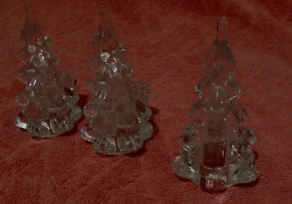 Clear Glass Christmas Tree Shape Mini Candle Holders Biedermann & Sons Set of 3