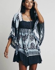 Free People Heart Of Gold Indigo/Blue/White Flowy Dress No Size Tag Measures Med