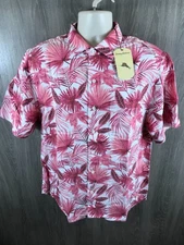 Tommy Bahama Lush Paradise Short Sleeve Woven Shirt Men's Size XL Apple Blossom