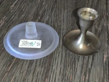 Vtg Brass Candlestick Holder w/ Candle Compliments Crowning Touch Glass Insert