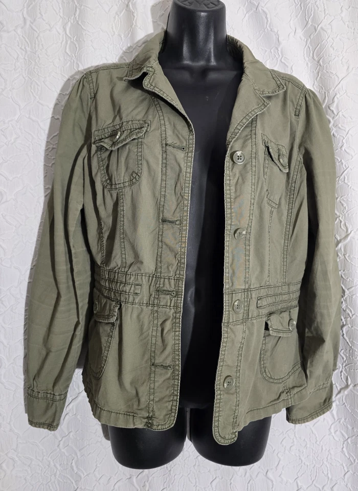 St John's Bay Womens Cargo Army Green Jacket Size Petite Medium - Image 2 of 4