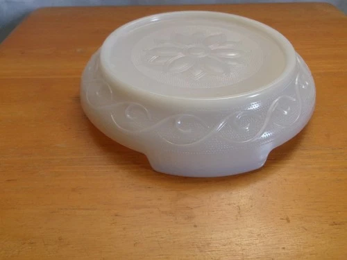 Anchor Hocking Sandwich Ivory Milk Glass Punch Bowl Stand Base Vintage