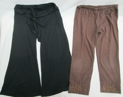  SUGAR girls black gaucho pants KNITWORKS brown leggings M L 10 culotte