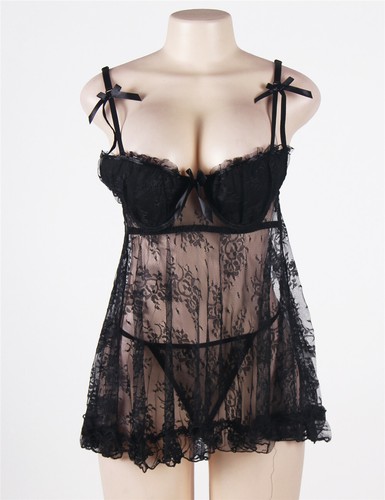 Plus 3XL Sexy Babydoll nightie sleepwear women sheer lace lingerie pantie 296 - Picture 8 of 9