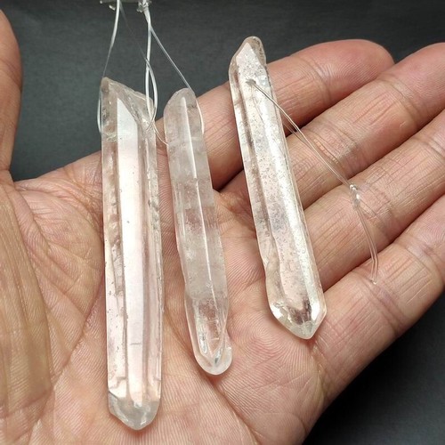 49g/3pcs Natural Clear Quartz Crystal Polishing Point Obelisk Wandw / Hole 014 - Picture 5 of 9