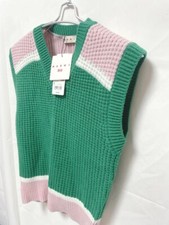 UNIQLO x MARNI Collaboration Popcorn Knit Vneck Vest Size M Bicolor Green Pink