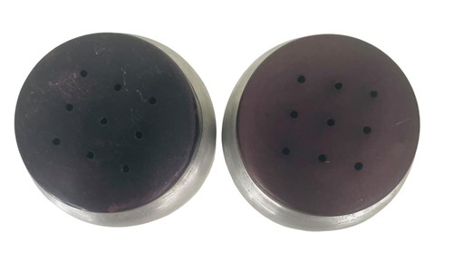 Aluminum Salt & Pepper Shakers 3" Black Top Vintage Japan Mid Century Modern - Picture 5 of 10