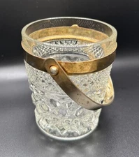 Whimsey Wexford Anchor Hocking Sugar Cube Ice Bucket Brass Gold Vintage