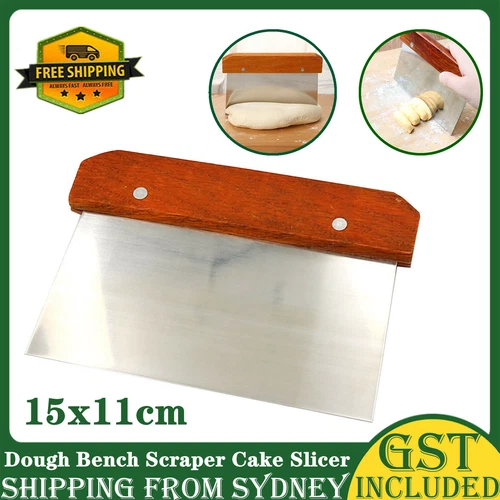 Stainless Steel Dough Bench Scraper Wooden Handle Cake Slicer Pastry Cutter AU