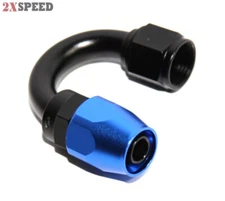 AN-8 AN8 180 Degree Swivel Fuel Oil Gas Line Hose End Fitting Adapter Black+Blue