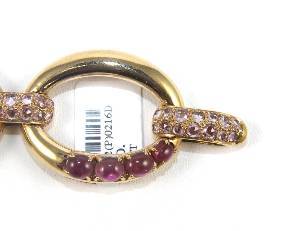 Oval Pink Tourmaline & Diamond Link Lady's Bracelet 18K Rose Gold 9.80Ct - Image 3 of 4