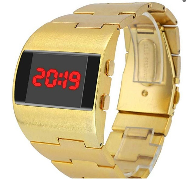 LED Digital Gold Plated Mens Watch 1978 