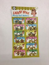 1960s Vintage card of 12 Ponytail holders made in Hong Kong