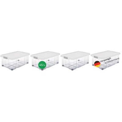 Novaliv Aufbewahrungsbox 4x Aufbewahrungsbox, 4x Deckel, 16x Rollen