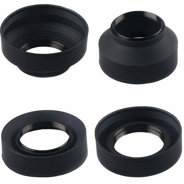3-Stage 49 52 55 58 62 67 72 77 82mm 3 in1 Collapsible Rubber Foldable Lens Hood - image 2 of 4