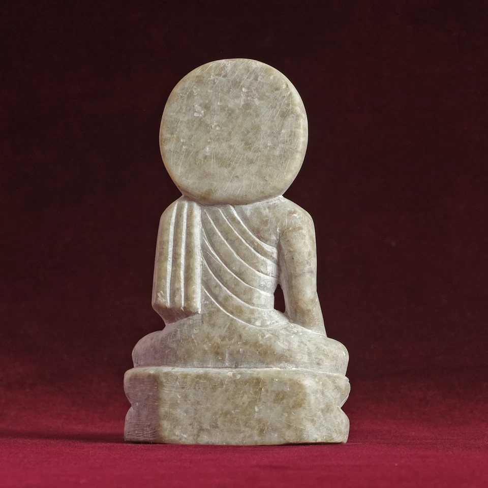 Escultura de Buda Estatua de Mármol 11cm Blanco Tallado Budismo Decoración Altar Foto 4 de 4