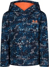 UNDER ARMOUR Boys Logo Fleece Lined Hoodies, Navy Wordmark Camo - Size 4 NWT