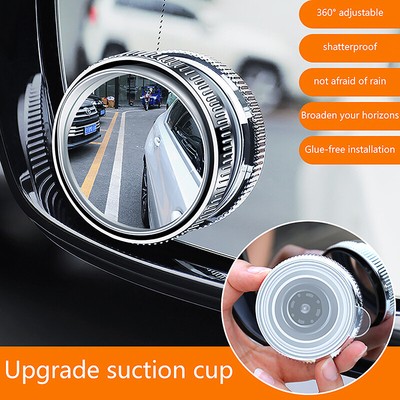 2Pcs 360 Degree Adjustable Round Frame Convex Blind Spot Mirror Safety Driv Y4