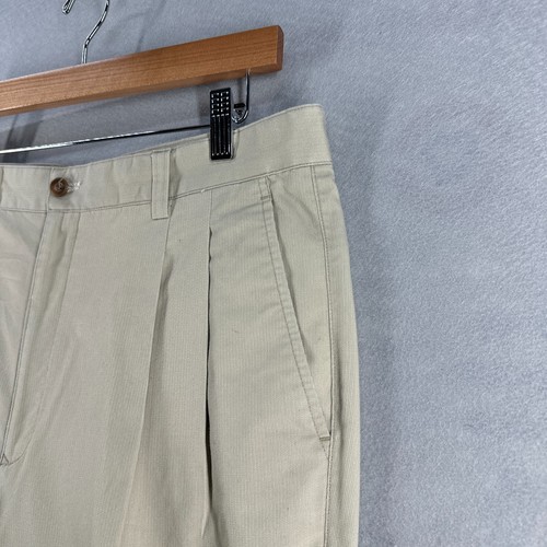 Montagut Mens Pants 36 Cream Brown Pleated Front Classic Work Office Chino - Picture 5 of 16