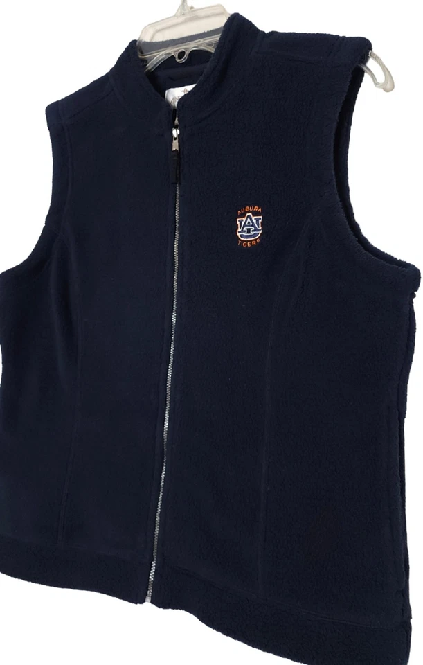 Chaleco polar universitario castaño rojizo antiguo para mujer MEDIANO bordado bolsillos con cremallera completa Foto 4 de 4