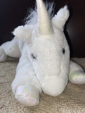 FAO Schwarz White Unicorn White Mane Sparkly Plush Stuffed Animal EUC