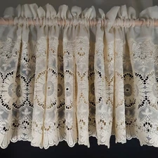 Ivory Chiffon Cut-Out Lace PICTURE WINDOW SLIDER VALANCE Xtra Long 1 @ 184x20" 