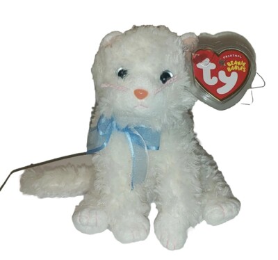 Ty Beanie Baby MUFF the White Cat (6 Inch) NEW MWMTs Plush