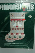 Dimensions Christmas Stocking Net Darning Lace Americana RARE UNIQUE Stitchery